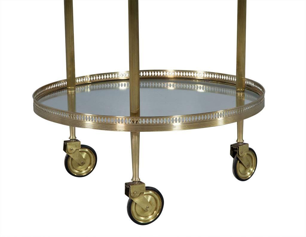 Round Art Deco Style Brass and Glass Bar Cart 1