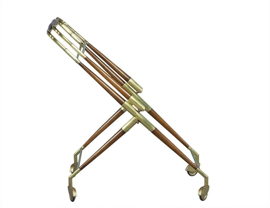 Antique Polished Brass and Wood Bar Cart 1