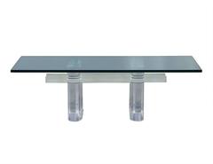 Mid-Century Modern Abstract Lucite Base and Glass Top Cocktail Table
