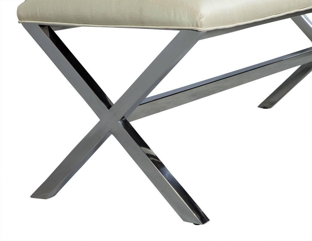 American Elegant Contemporary Metal X-Base Bed Bench 