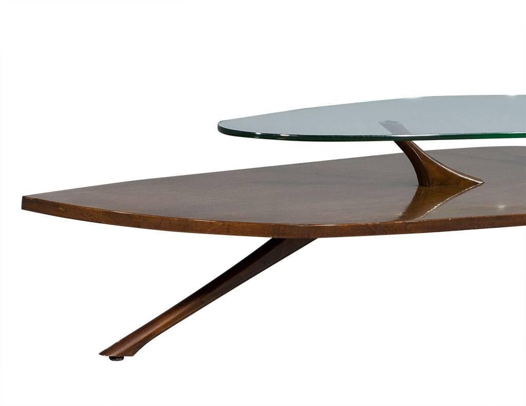 Mid-20th Century Retro Wood and Glass Cocktail Table in Manner of Adrian Pearsall