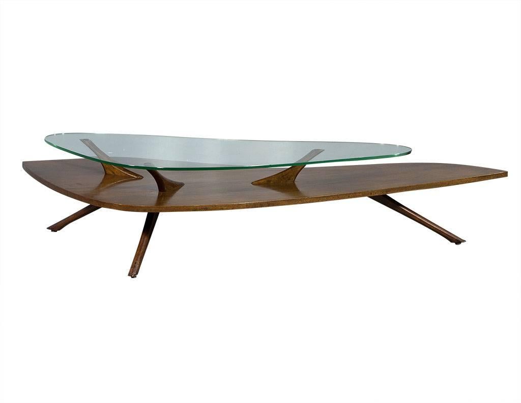 Mid-Century Modern Retro Wood and Glass Cocktail Table in Manner of Adrian Pearsall