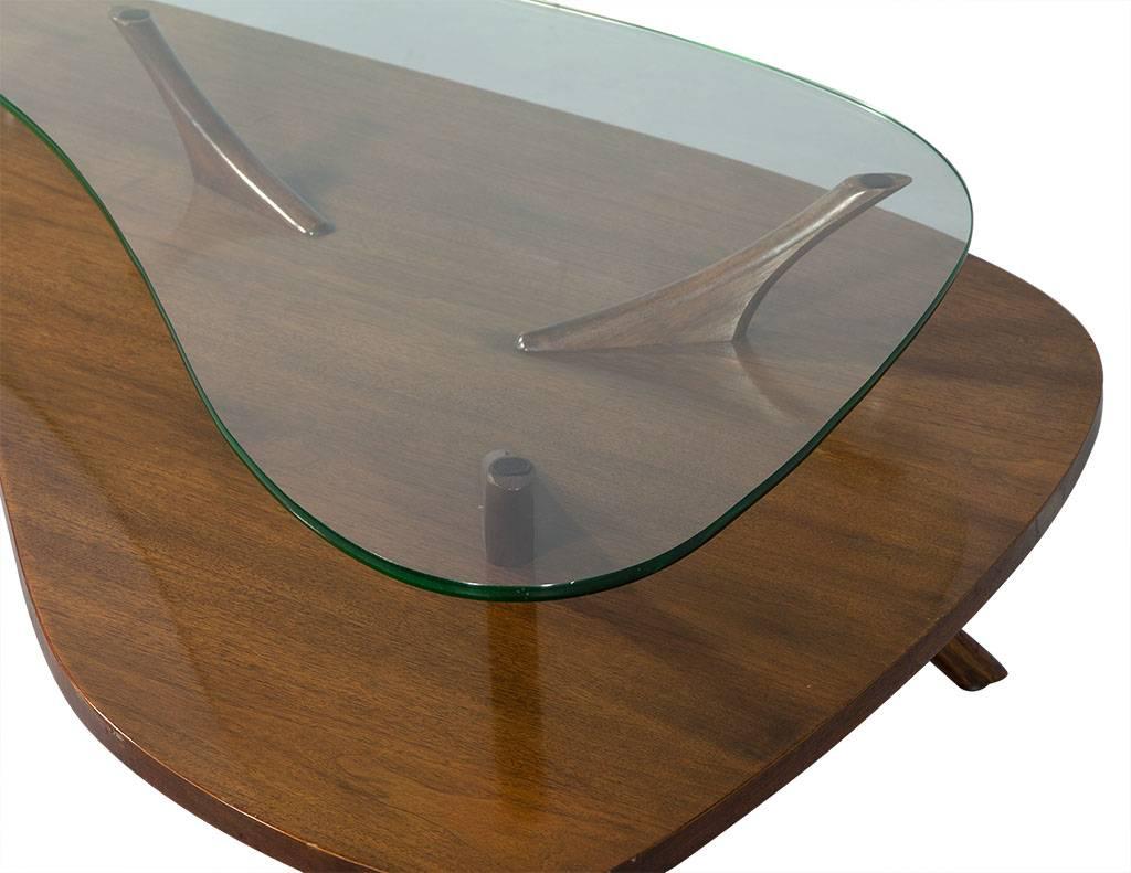 Retro Wood and Glass Cocktail Table in Manner of Adrian Pearsall In Good Condition In North York, ON