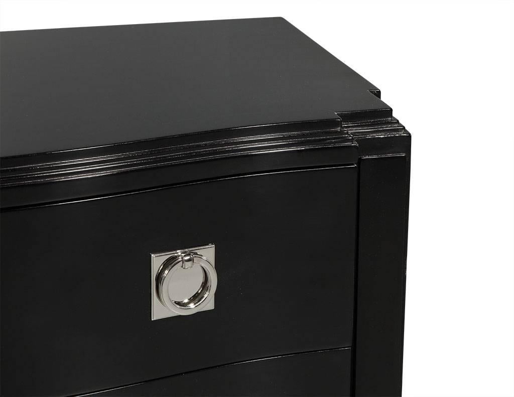 Black Lacquered Mayfair Bedside Chest In Excellent Condition In North York, ON