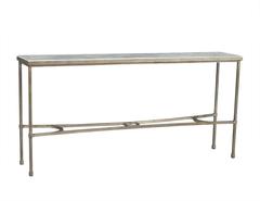 Dove White Split Face Stone Top Metal Console Table