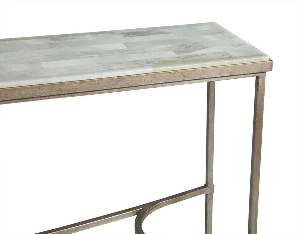 metal and stone console table