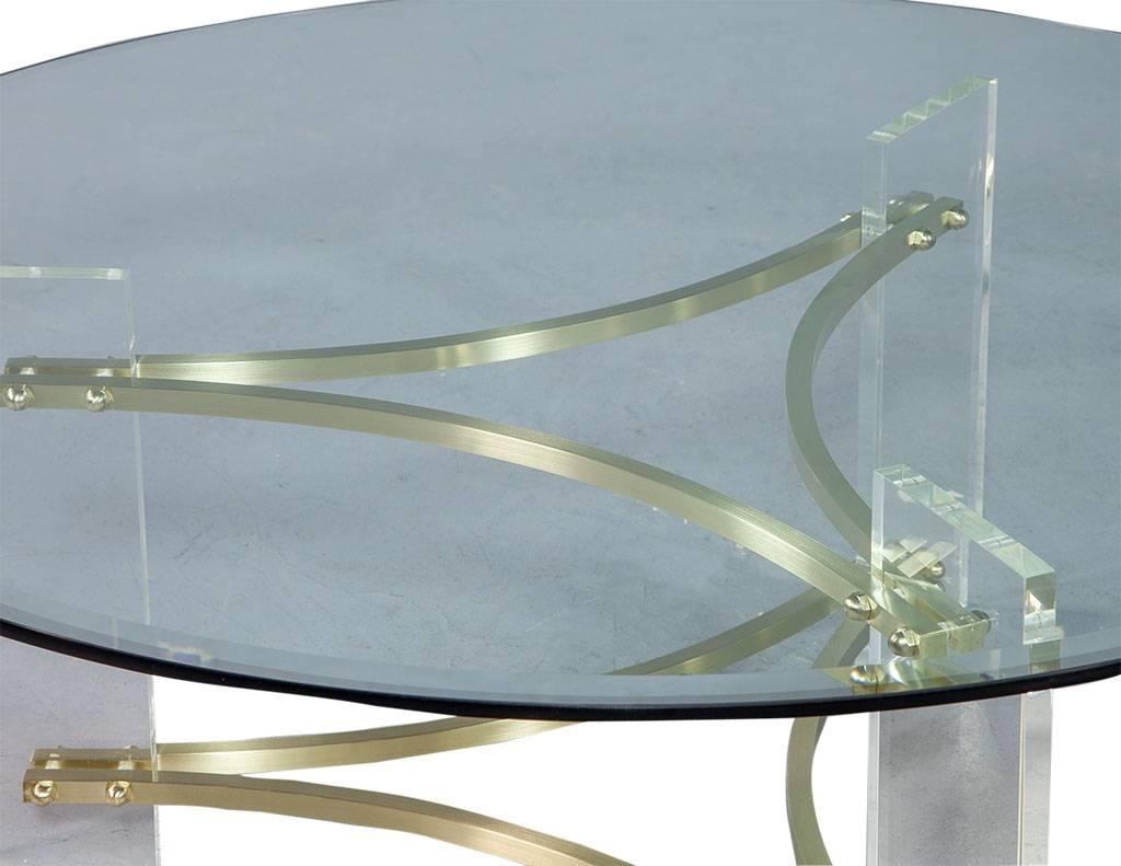 American Hollywood Regency Style Round Glass Cocktail Table