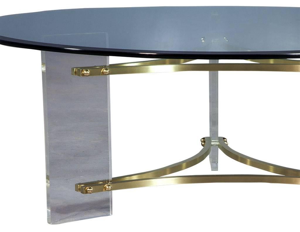 Late 20th Century Hollywood Regency Style Round Glass Cocktail Table