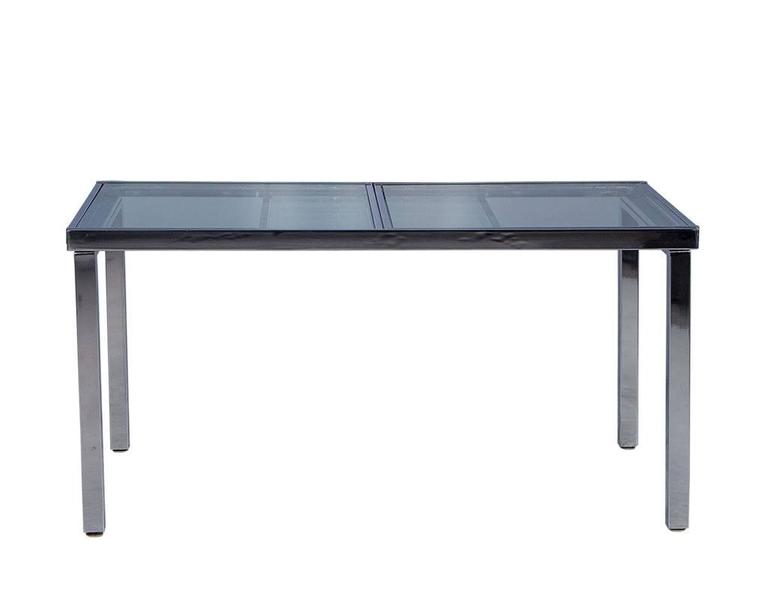 Sleek Glass and Chrome Extendable Kitchen Table For Sale at 1stDibs