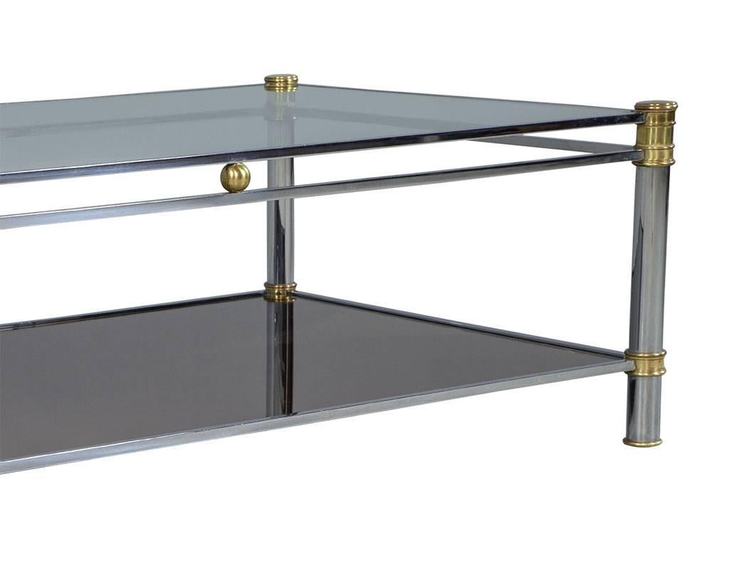 Mid-20th Century Vintage French Chrome and Brass Cocktail Table