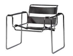 Pair of Black Leather Wassily Style Armchairs