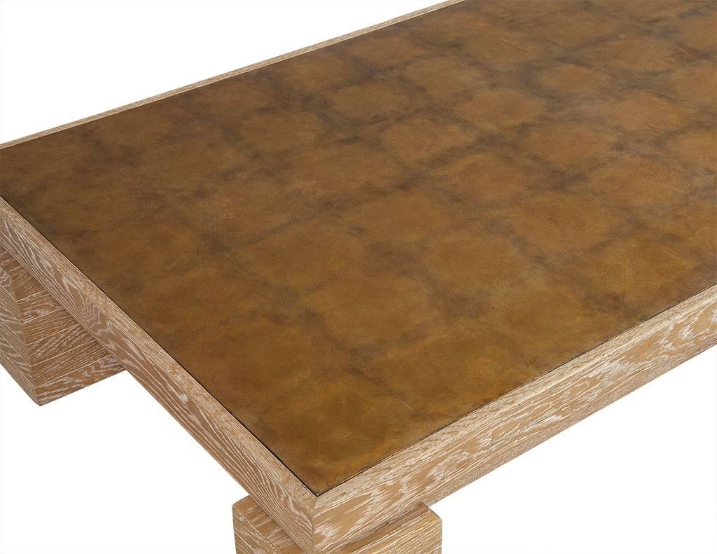 Modern Cerused Oak Cocktail Table with Gold Leaf Top