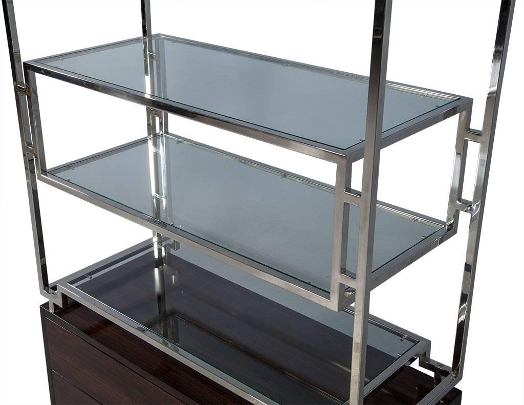 Geometric Stainless Steel Etagere with Macassar Base 3