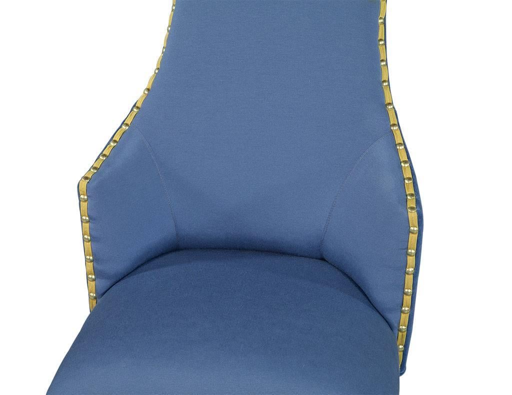 Contemporary Set of Ten Carrocel Custom Blue Parsons Chairs