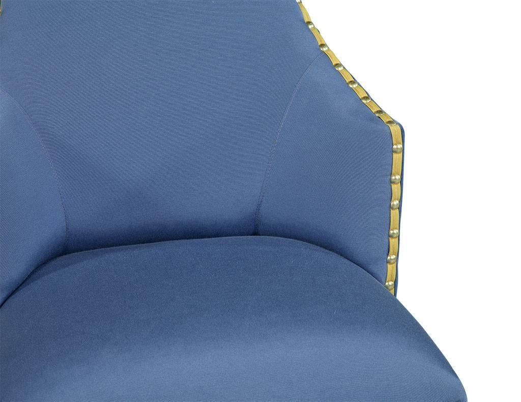 Fabric Set of Ten Carrocel Custom Blue Parsons Chairs
