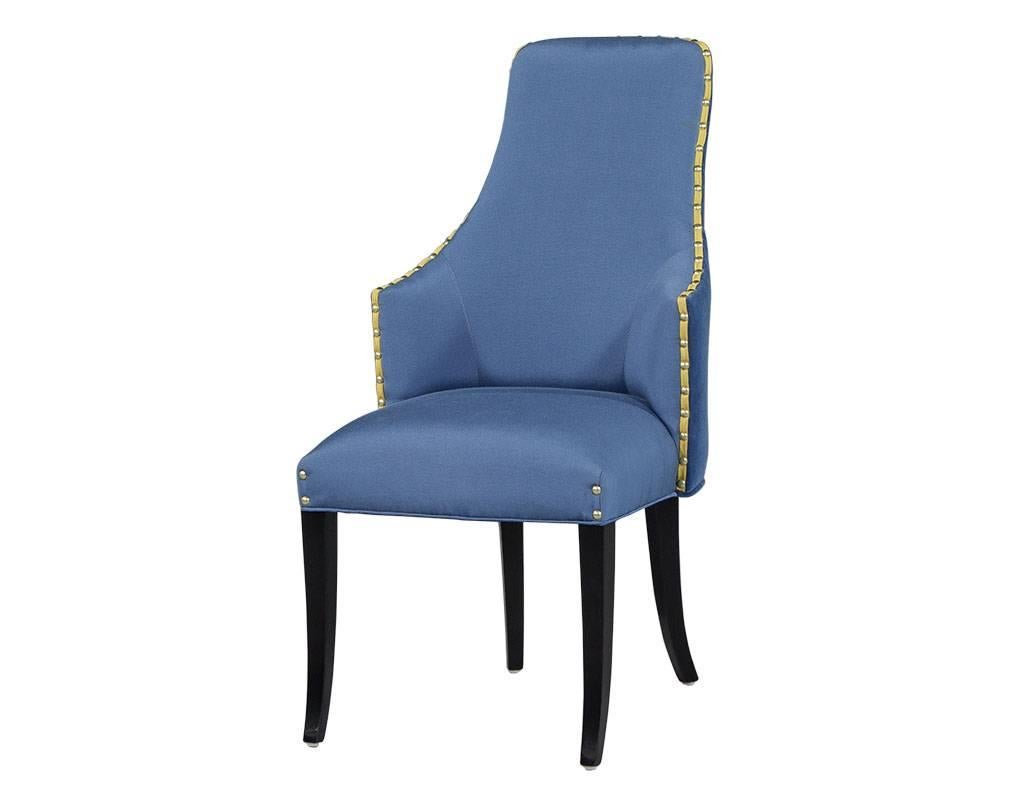 Canadian Set of Ten Carrocel Custom Blue Parsons Chairs