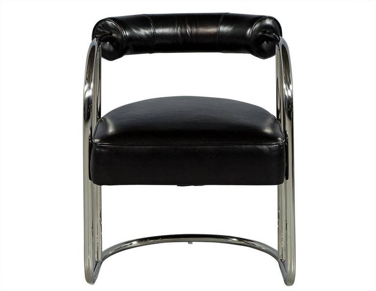 Luxurious Bauhaus Inspired Black Leather Chair at 1stDibs