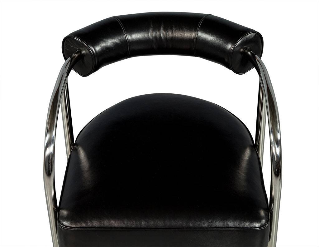 American Luxurious Bauhaus Inspired Black Leather Chair