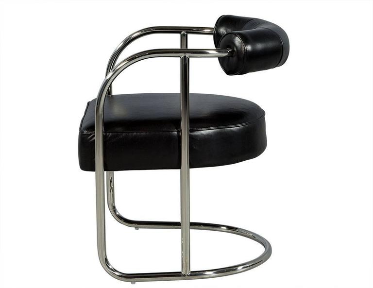 Luxurious Bauhaus Inspired Black Leather Chair at 1stDibs