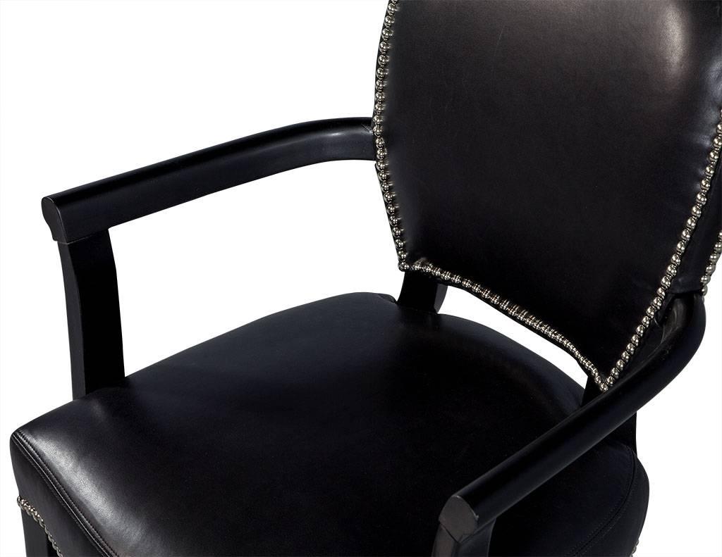 Set of Ten Round Black Lacquered Dining Chairs 1
