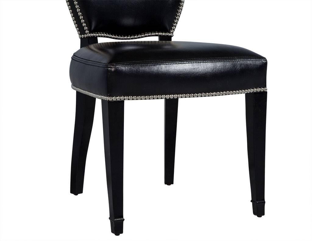 Set of Ten Round Black Lacquered Dining Chairs 3