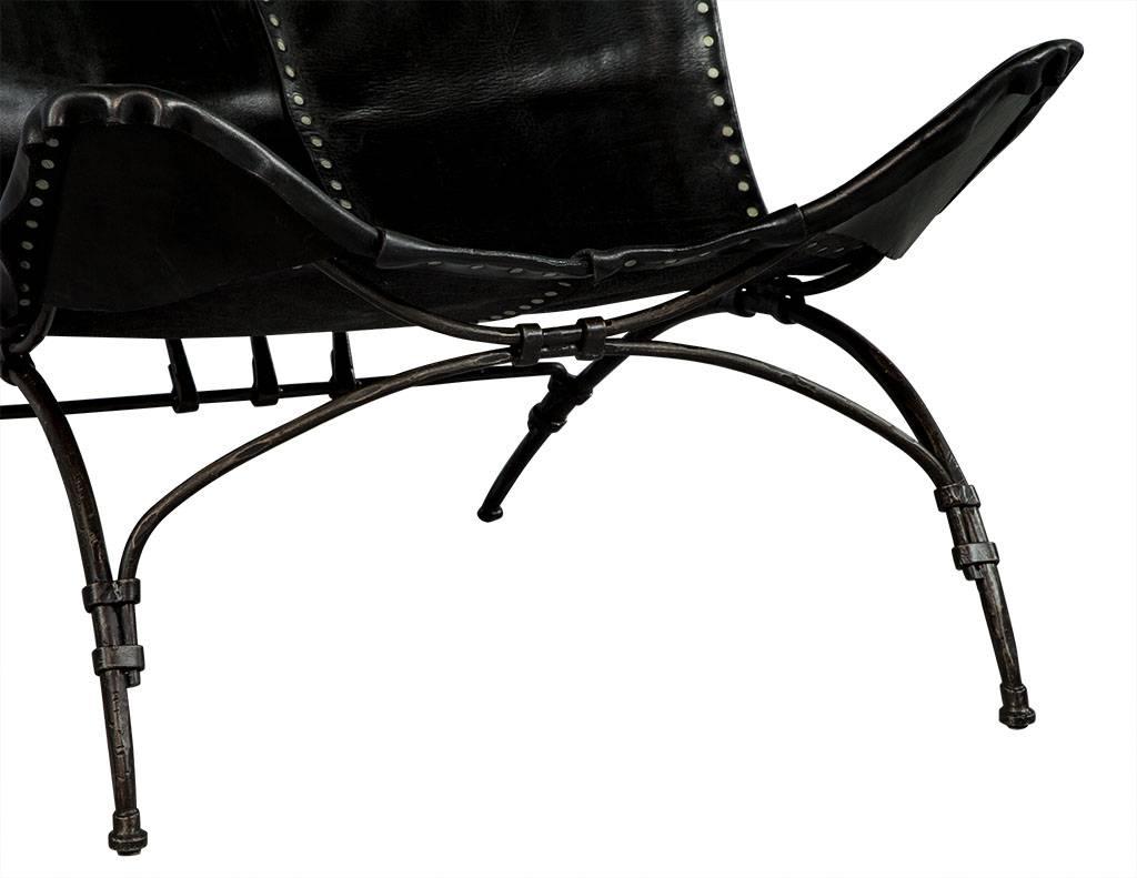 Modern Black Saddle Leather Camp Chair 4