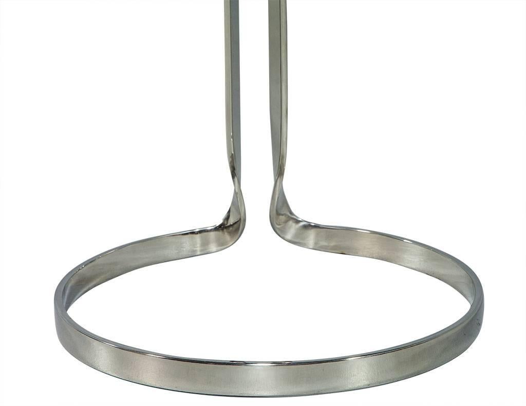 Stainless Steel and Cerused Oak Lilly Pad End Table In Excellent Condition In North York, ON