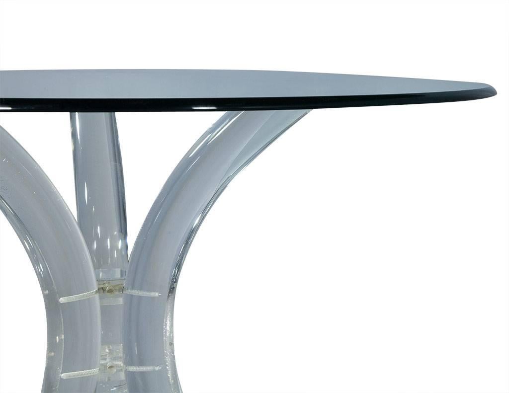 Mid-Century Modern Round Lucite Pedestal Occasional Table