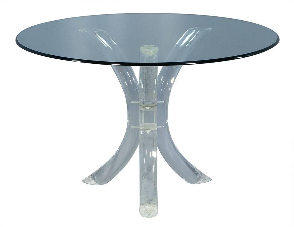 American Round Lucite Pedestal Occasional Table