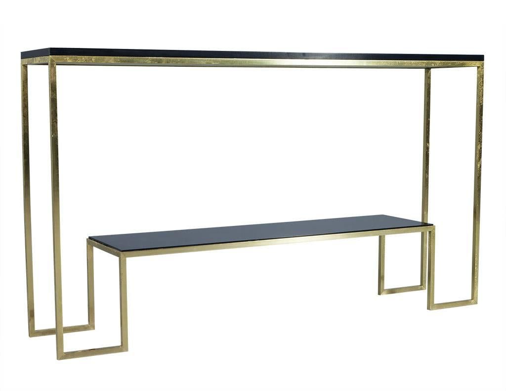 American Modern Gold Leafed Brass Console