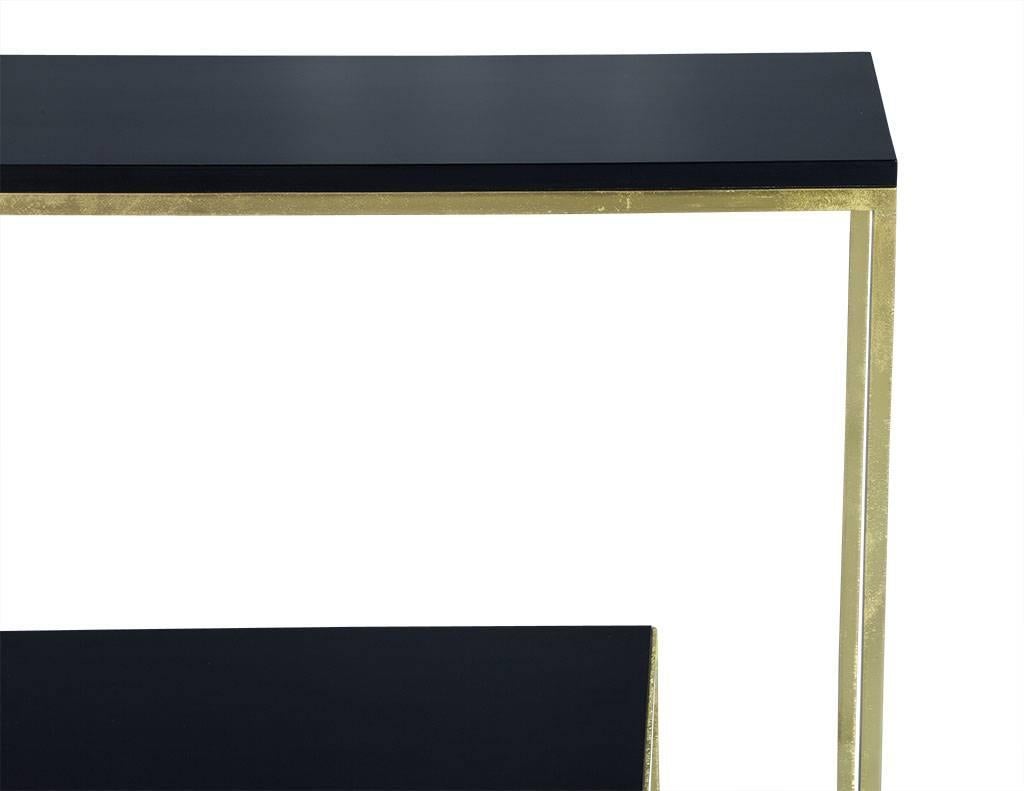 Contemporary Modern Gold Leafed Brass Console