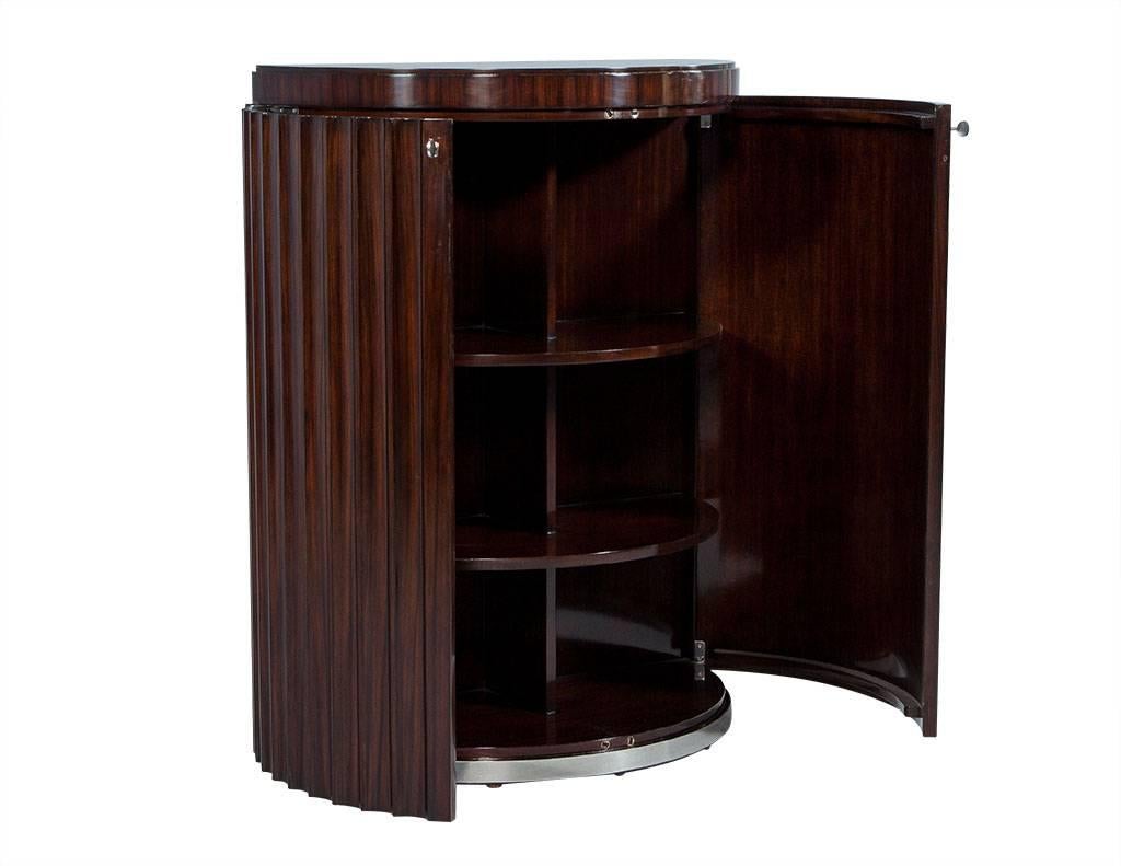 Contemporary Pair of Art Deco Fluted Commodes in Rosewood