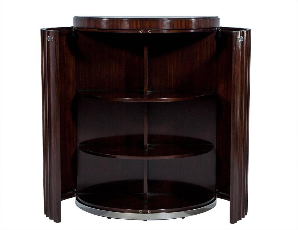 American Pair of Art Deco Fluted Commodes in Rosewood
