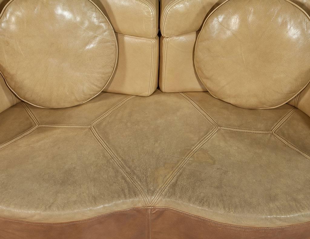 Original Retro Leather Loveseat, circa 1960 1