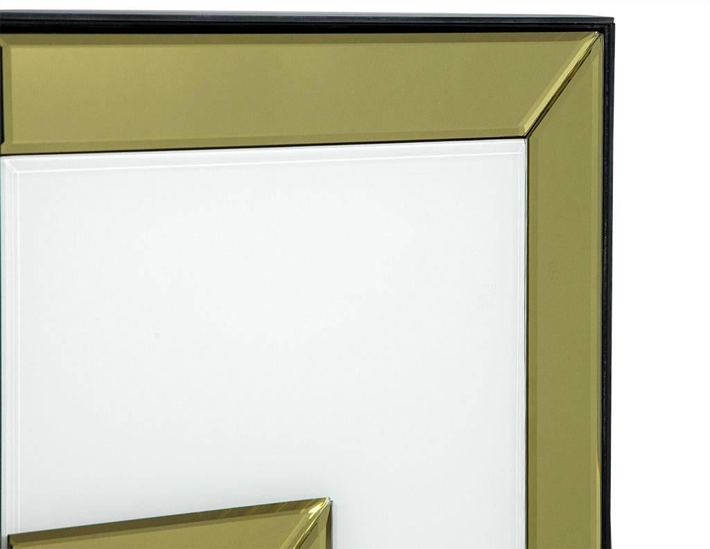 Contemporary Chic Mirrored Glass Greek Key Cabinet