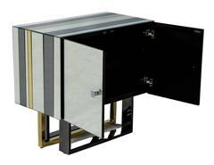 Pair of Striped Mirrored Cabinets