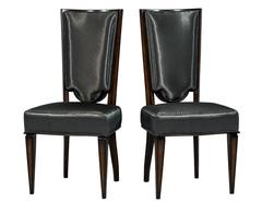 Set of Eight Deco High Back Dining Chairs in Gun Metal Fabric