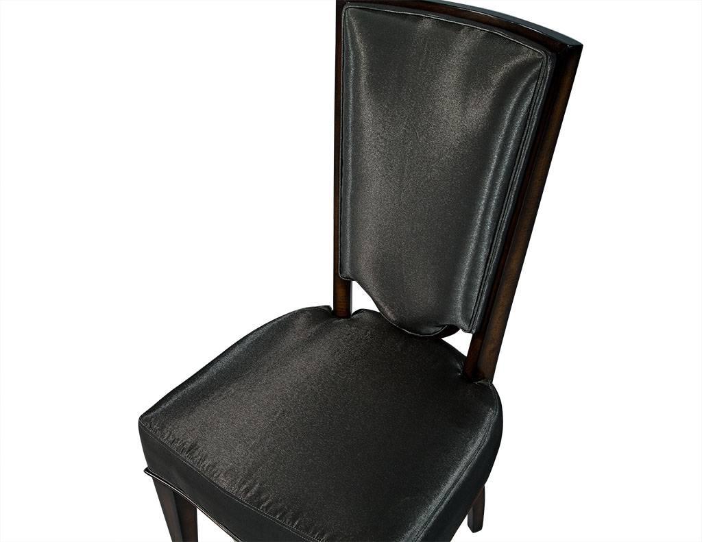 Upholstery Set of Eight Deco High Back Dining Chairs in Gun Metal Fabric