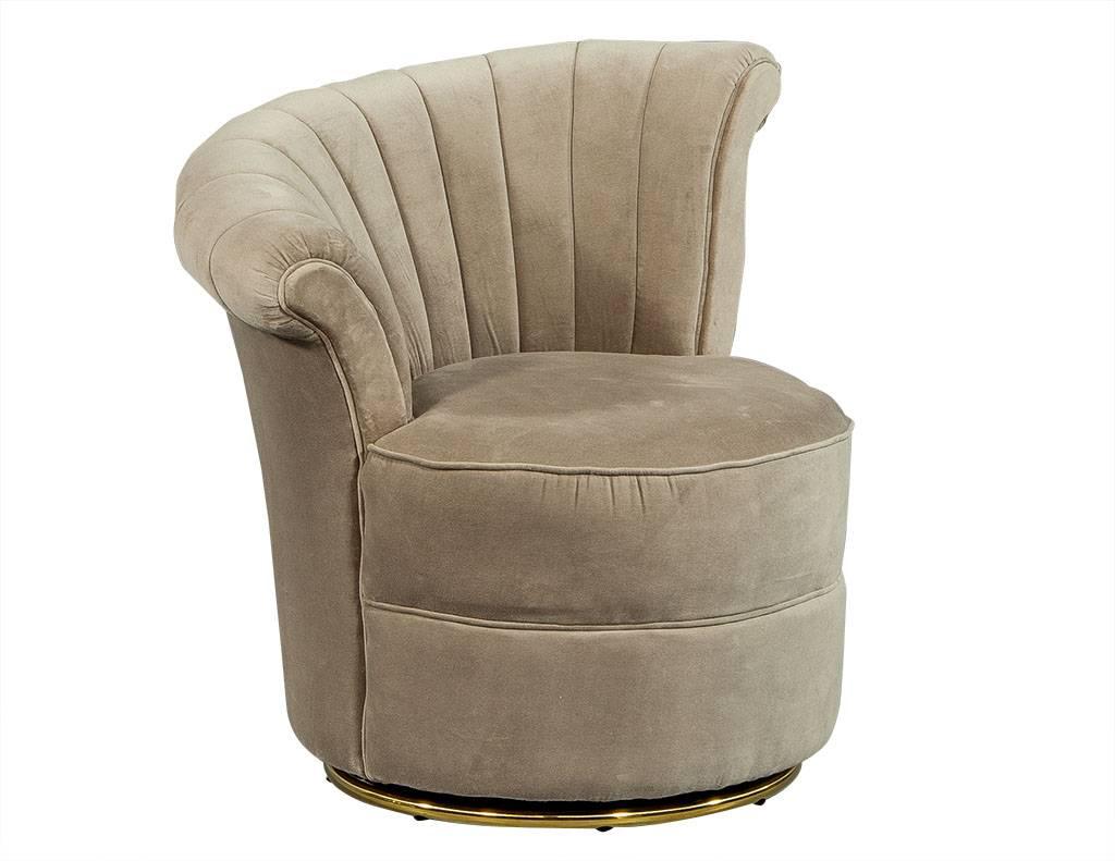 beige velvet swivel chair