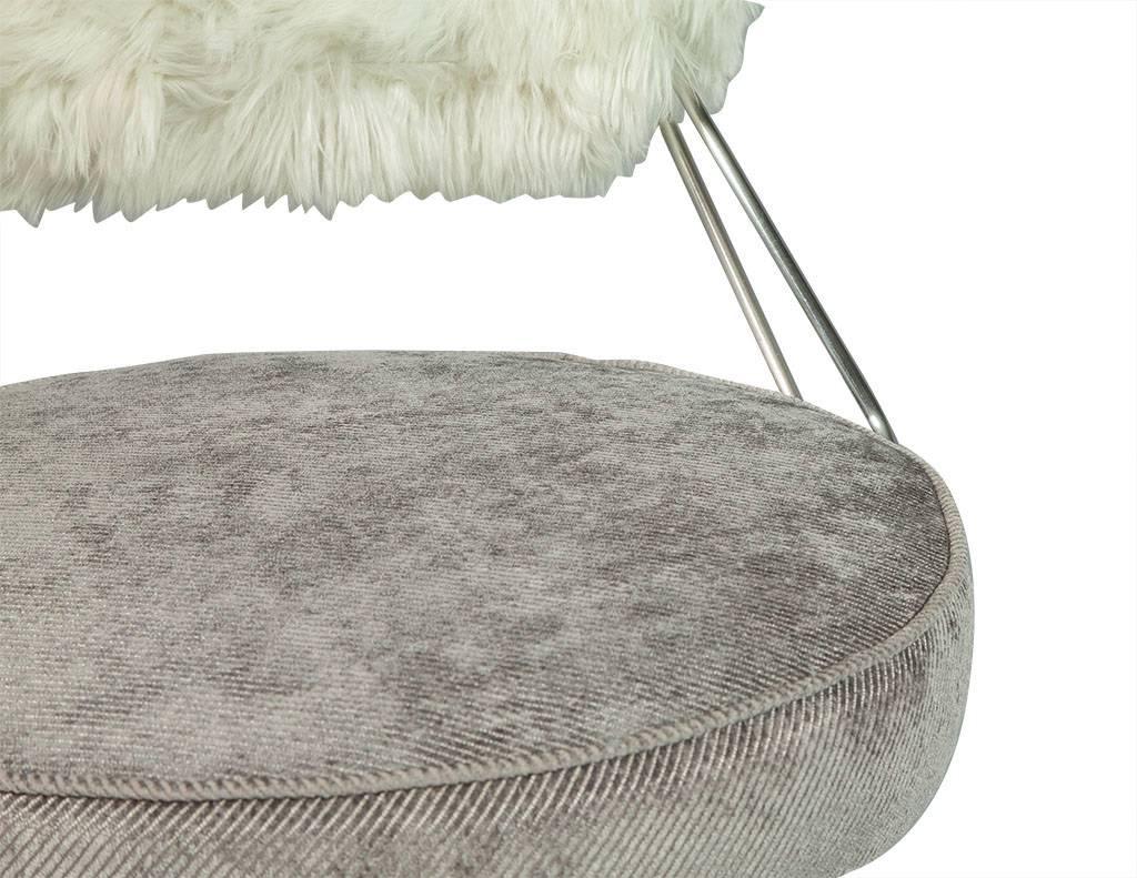 Alpaca Fur Vanity Stool In Excellent Condition In North York, ON