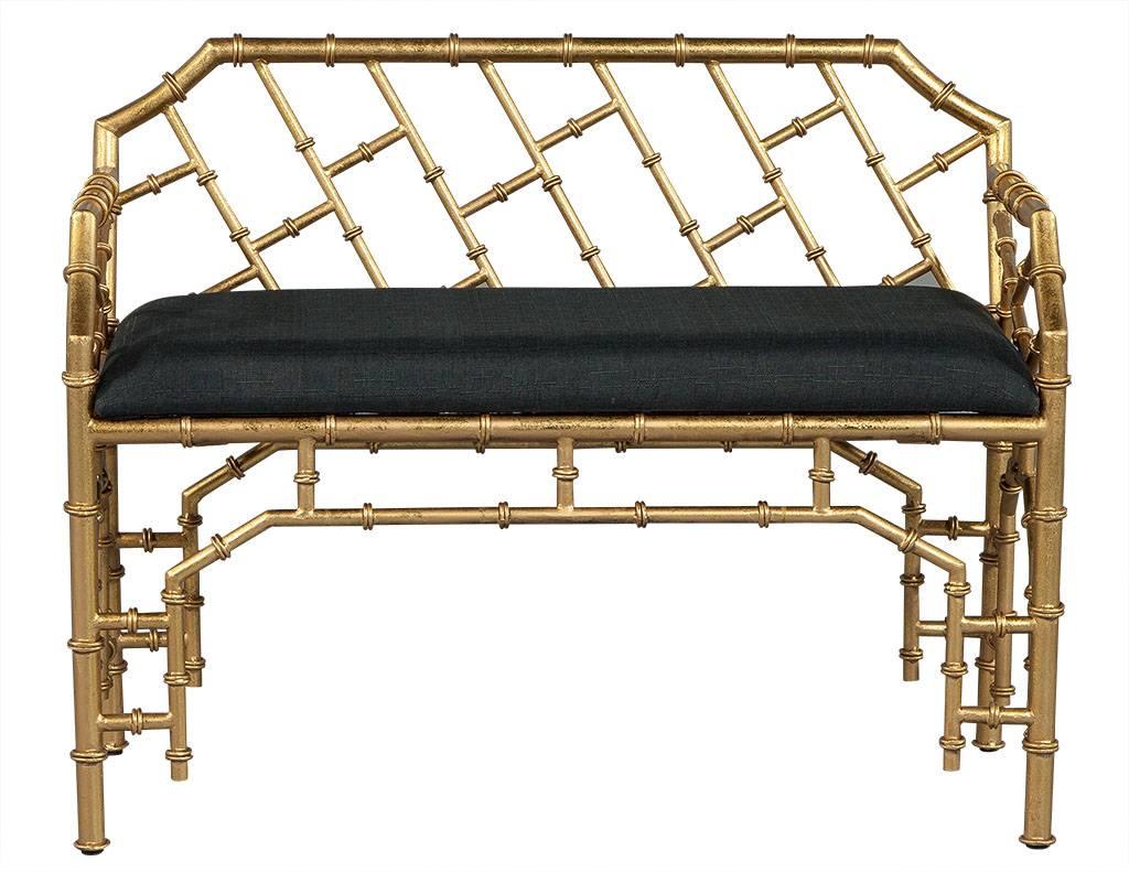 Chinoiserie Faux Bamboo Gilded Bench