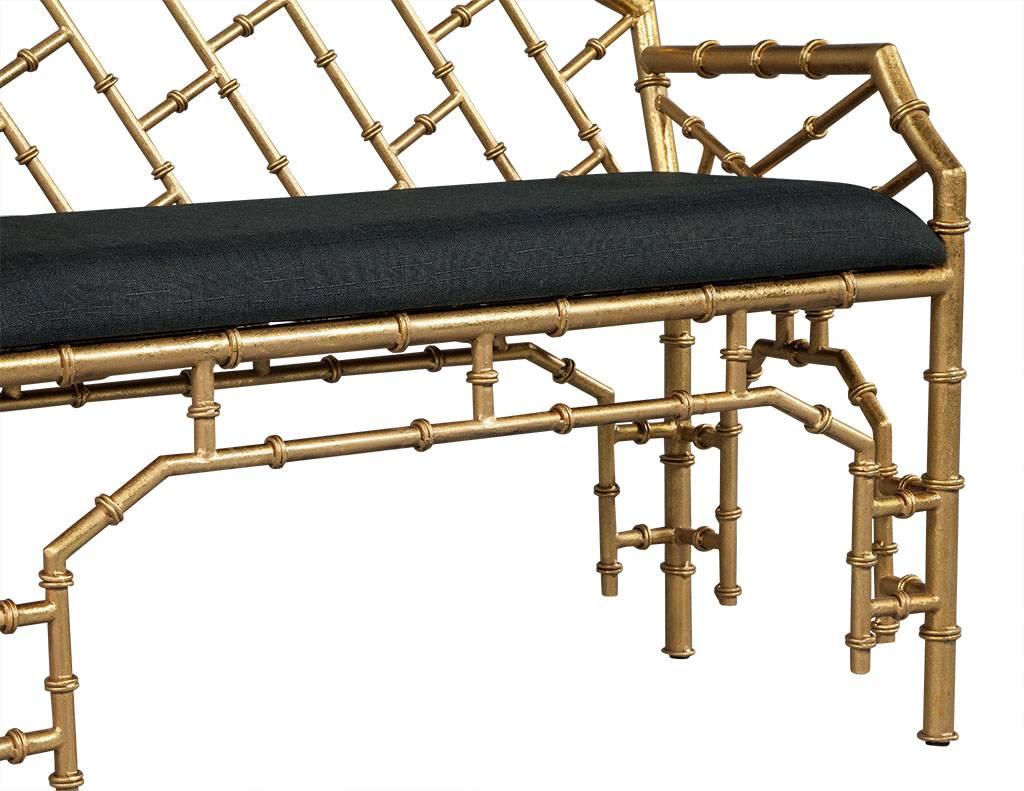 Metal Faux Bamboo Gilded Bench