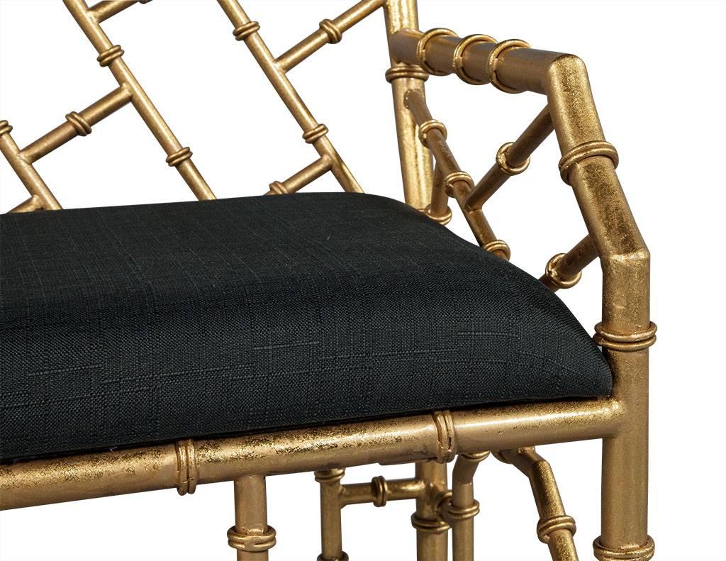 Faux Bamboo Gilded Bench In Excellent Condition In North York, ON