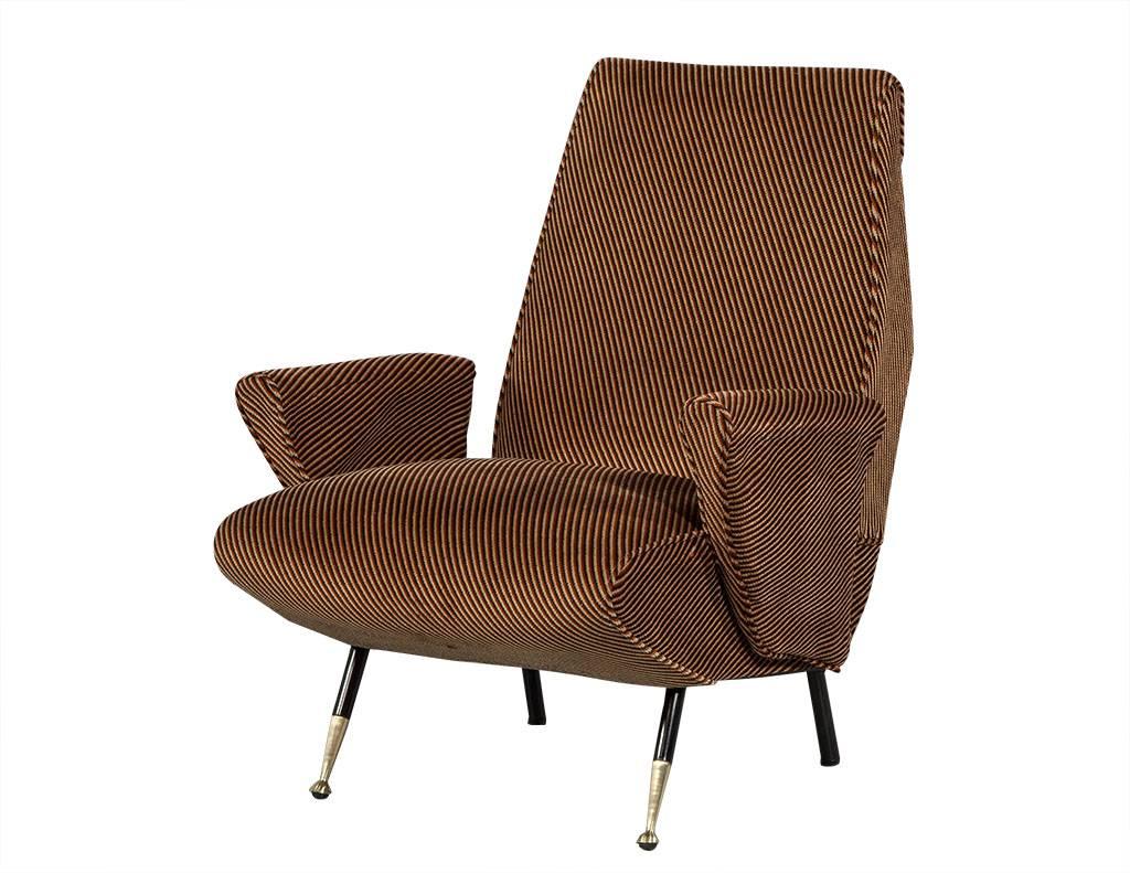 Mid-Century Modern Pair of Stripped Armchairs in the Style of Gio Ponti
