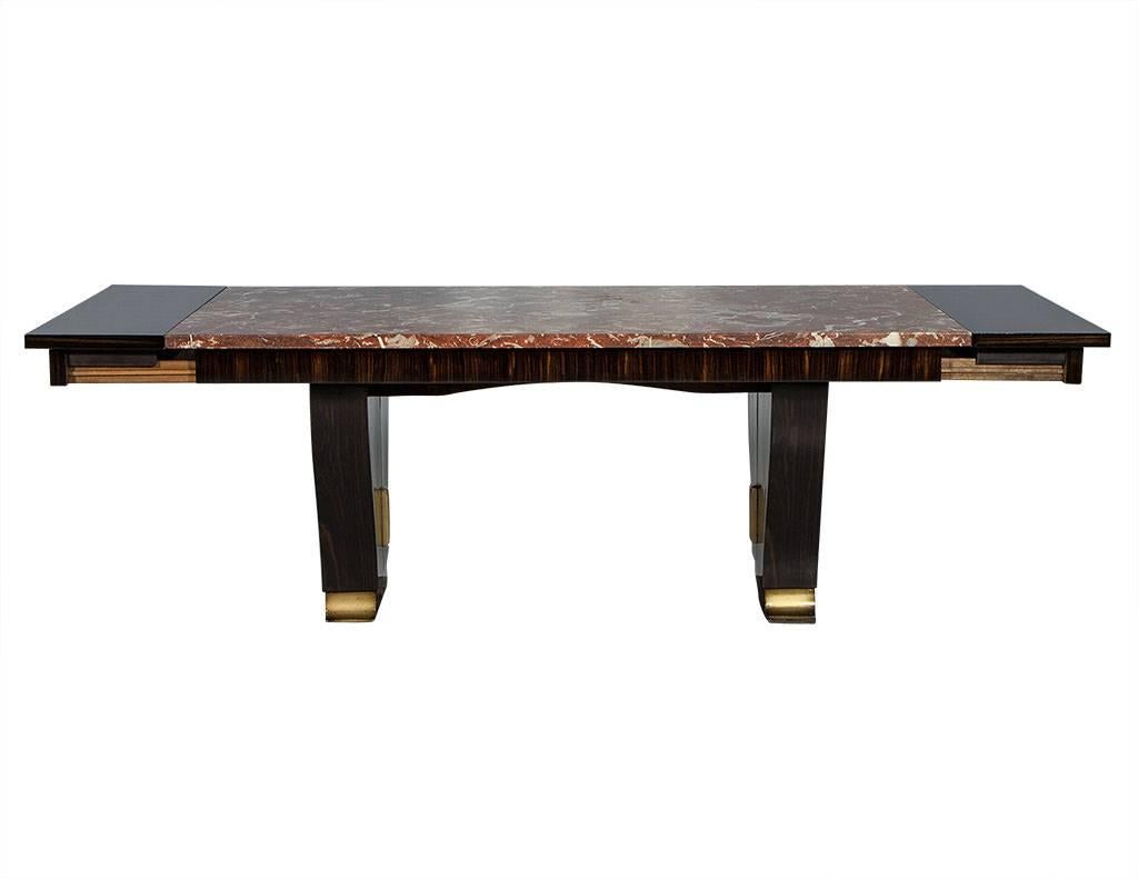 Mid-20th Century Unique French Art Deco Marble Top Extendable Table