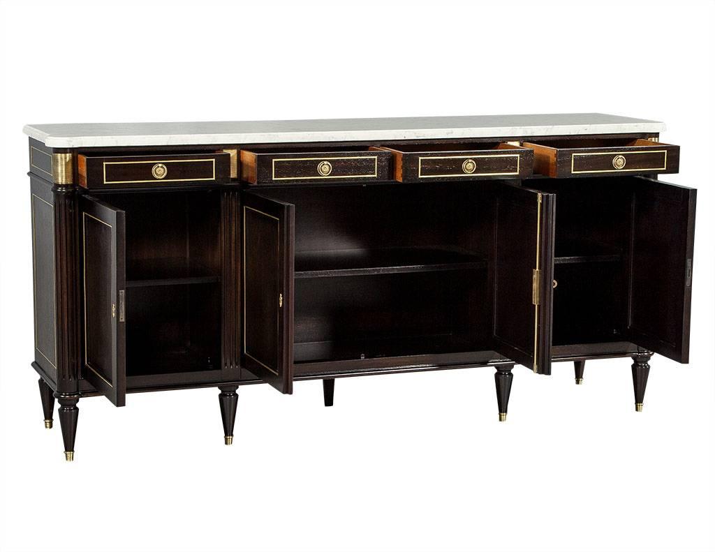 French Ebonized Antique Louis XVI Buffet with Marble Top