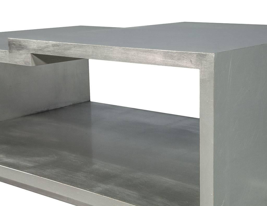 American Modern Silver Leafed Cocktail Table