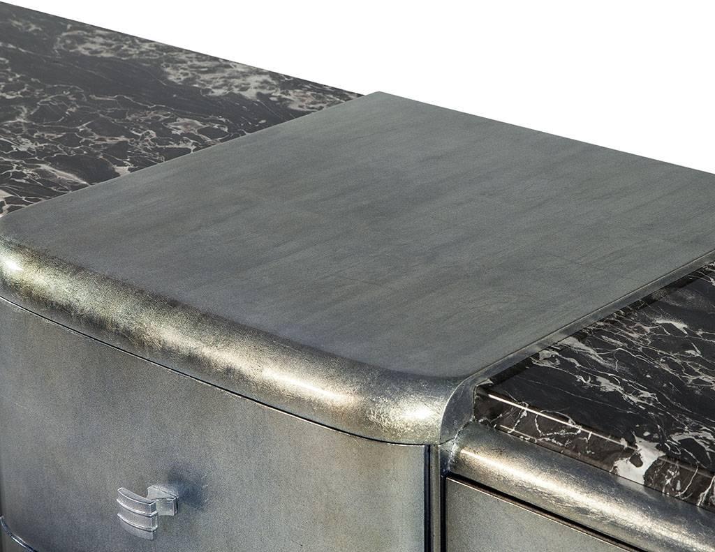 French 1940s Silver Leafed Ombre Art Deco Buffet 1