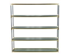 1970s Tall Brass Lucite and Glass Étagère