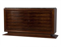 French Art Deco Makassar Ebony and Marble Sideboard